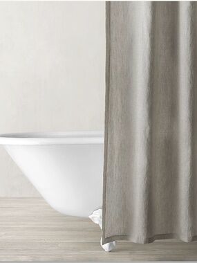 Restoration Hardware ITALIAN HERITAGE WASHED LINEN SHOWER CURTAIN In FOG